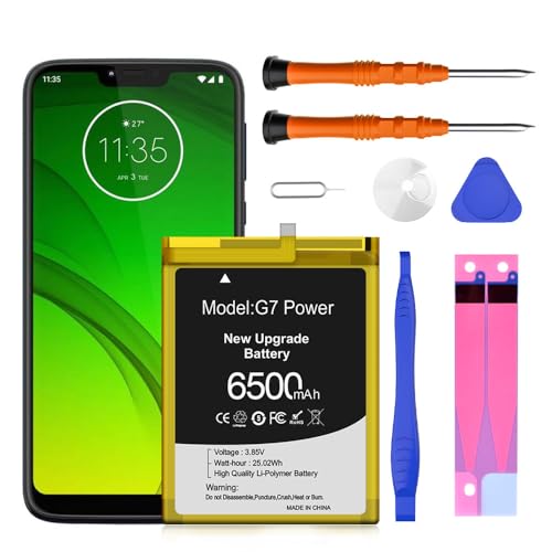 Battery for JK50,[6500mAh] High Capacity Replacement Battery Compatible with Moto G7 Power, G Power (2021/2022),XT2165-1/3/5, 2022 XT2213-1, XT2213-3 Battery and Screws Tool Kit