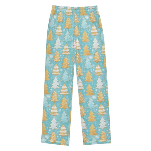ZZXXB Xmas Tree Gingerbread Boys Long Pants Soft Trousers Elastic Waist Kids Lounge Bottoms with Pockets S-XL