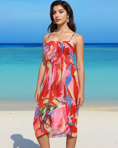 Image of Rossopesca Womens Beach Sarong Chiffon Swimsuit Coverups Sheer Bikini Wraps for Swimwear Bathing Suit Cover Up