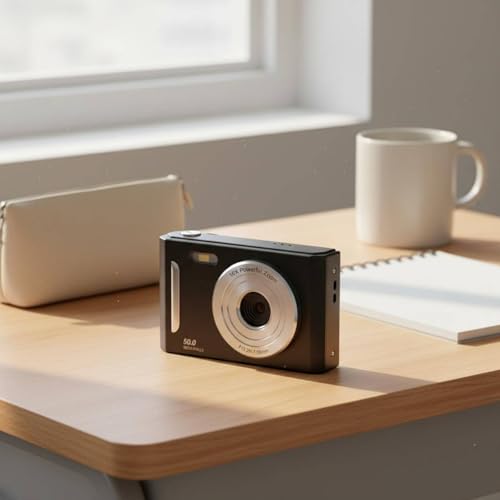 Image of 1080P HD Recording Retro Sensor Camera Anti-Stabilization Compact Digital Camera Built-in Flash Photography Equipment 50 Megapixels for Students, Teens, Beginners, Travel, Silver, No Card