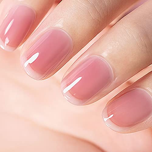 Rarjsm Nude Gel Polish Sheer Clear Healthy Pink Gel Nail Polish Nude Transparent Hot Pink Jelly Nail Gel Polish Varnish Curing Requires Led Uv French Manicure Soak Off For Home Salon 1Pcs 15Ml #TOP7