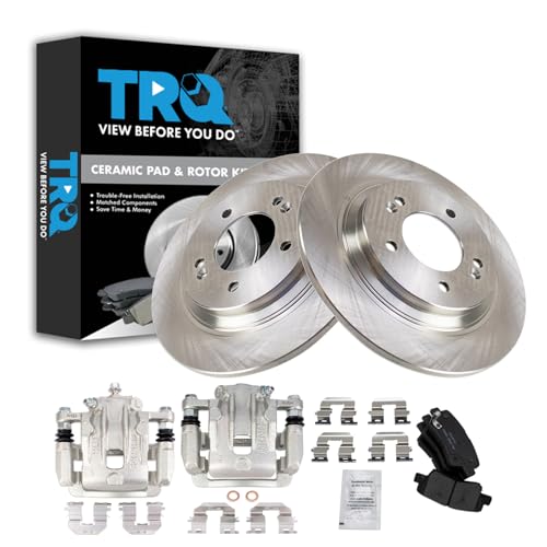 Image of TRQ Rear Brake Pad and Rotor Set Ceramic Rotors Calipers