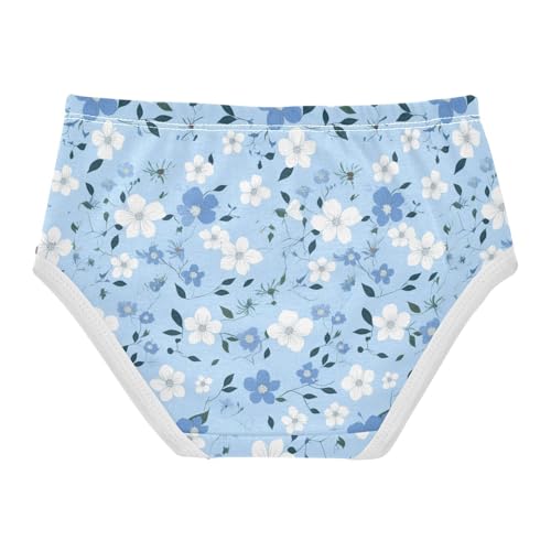 Wusikd Blue Floral Girls' Underwear Cotton Girls Briefs Soft Toddler Underwear 2T2