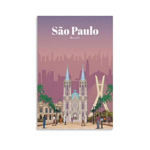 GJrjdb Póster vintage de viaje de Sao Paulo Brasil, 20 x 30 cm