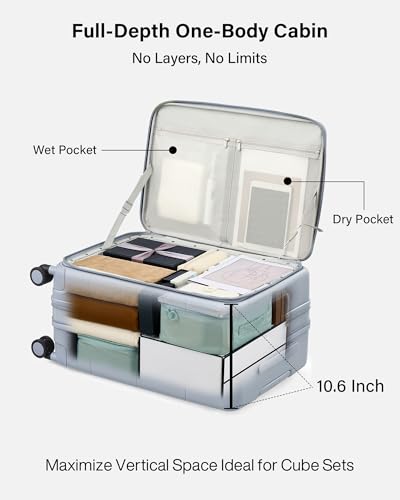 Image of Hanke Hardside Expandable Carry On Luggage, 20 Inch Top Opening Trunk Luggages with Spinner Wheels, All-PC Hard Shell Carry-On Suitcase, Lightweight & TSA Airline Approved (Grey, 46L)