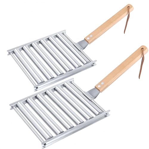 DKUWBJAS Hot Dog Roller Grill, 5-Capacity Hot Dog Cooker，Evenly Cooks Hot Dogs & Sausages, for Patio BBQs, Lawn Gatherings & Garden Parties （2Pieces）