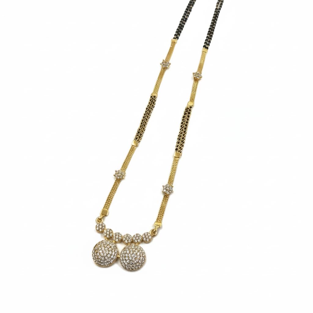 Gold Plated 30 Inch Long Black Bead Lamba Vala Maharashtrian 2 Vati Designe Heavy Chain Mani Mangalsutra-image-14