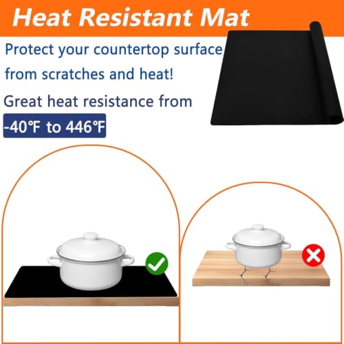 Image of 36''x36''(90cmx90cm) Large Silicone Mat for Kitchen Counter, Heat Resistant Countertop Protector, Non-Slip Waterproof Kitchen Island Mat, Easy to Clean, Semitransparent