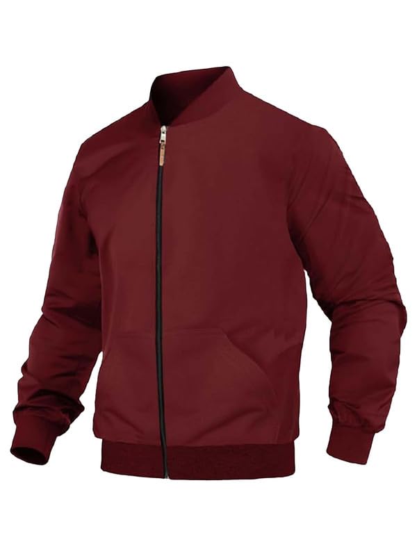 Image of DROBE Plain Bomber Jacket /Zipper fleece bomber jacket for men and women