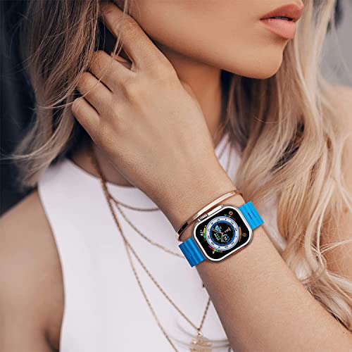 Image of IBS Ultra Seris 8 Smart Watch Men Two Watch NFC Door Unlock Smartwatch Bluetooth Call Wireless Charge Fitness Bracelet (Ultra Sky Blue Rubber Strap(SBRS))