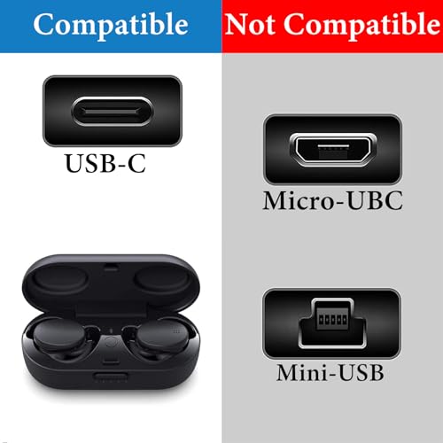 Image of GEEKRIA USB Earbuds Short Charger Cable Compatible with Bose Ultra Open, Earbuds II, Sleepbuds II, USB-C to USB-C Replacement Power Charging Cord (1ft / 30cm 2Pack)