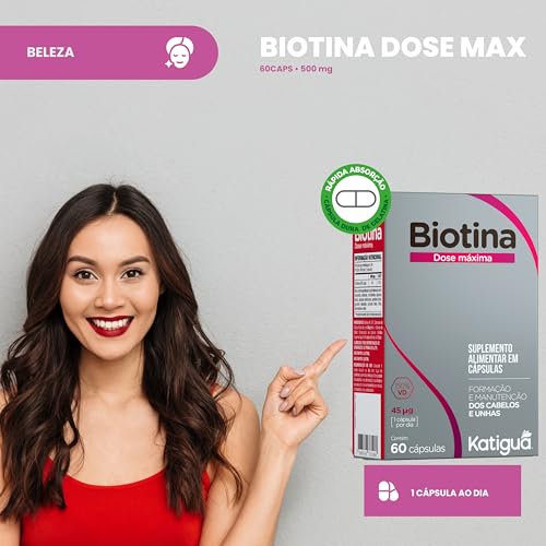 KATIGUÁ Biotina Dose Máxima Formação E Manutenção De Cabelos E Pele Sem Sabor Katiguá 60 Cápsulas Rí