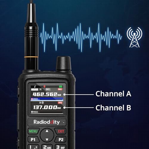 Image of Radioddity GM-30 Plus GMRS Handheld Radio, GMRS Repeater Capable Long Range NOAA /UHF /VHF /Airband Scanner & Receiver, 1000 Channels, GPS Tracking, Programming Cable+15.5 inch ANT, 2 Pack (Chirp Compatible)