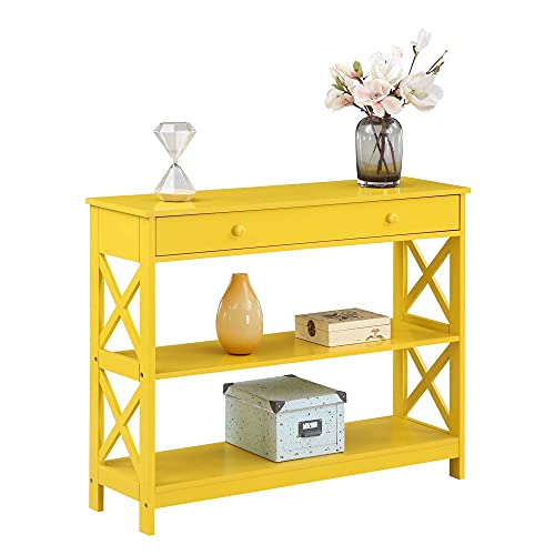 Image of Convenience Concepts Oxford 1 Drawer Console Table with Shelves, Yellow