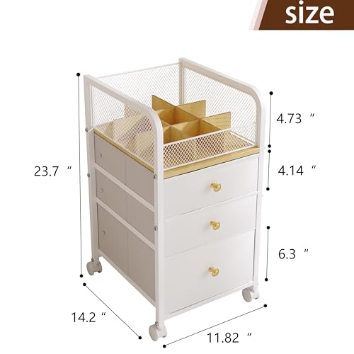 Image of Makeup Organizer Storage Cart with Drawers, Makeup Organizer on Wheels, Rolling Makeup Bathroom Storage Cart, Cosmetic Vanity Display Cases Holder for Nail Polish Brush Hair Tool