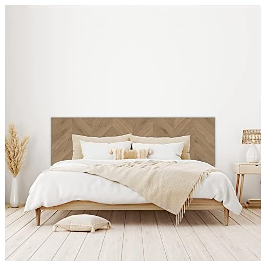 HOMN LIVING Cabecero Cama Espiga 200 cm, imitación Madera, MDF con impresión Realista, 200 cm (Ancho) 0,5 cm (Profundo) 60 cm (Altura)