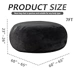 7FT,Jumbo Bean Bag Chair for Adults，Bean Bag with Filler Included，Comfortable and Soft Flannel Cover, Removable and Washable, Oversized Bean Bag, Suitable for Living Room and Bedroom. (Black) - Image 3