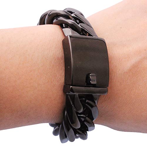 Collar grueso negro para hombre de acero inoxidable 20 pulgadas miniatura 2