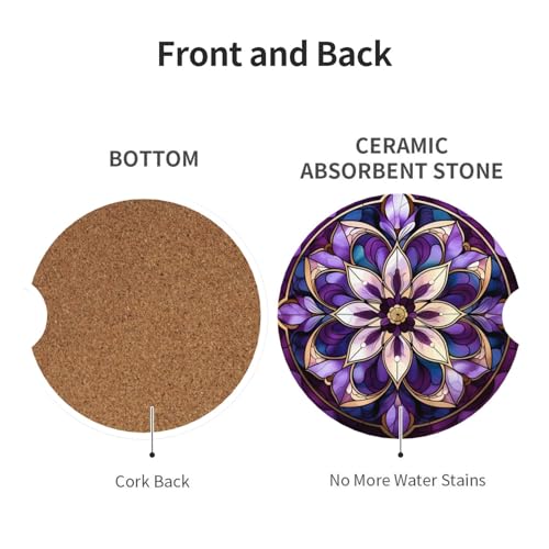 2pcs Portavasos para Auto Mandala Bohemio Morado miniatura 2