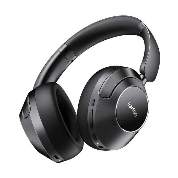 EarFun Wave Pro Active Noise Canceling Headphones, Wireless Over Ear Bluetooth Headphones, LDAC Hi-Res Sound, 5 Mics AI Clear Call, 80H Playtime, Multipoint Connection, Comfort Fit, Custom EQ via App