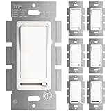 Amico 6 Pack Slide Dimmer Switch, Single-Pole or 3-Way, for Dimmable LED Lights (150W), CFL, Incandescent & Halogen Bulbs (600W), No Wall Plate Included, ETL Listed, White