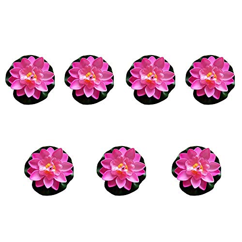 FengShuiGe 7Pcs 3.9 Inch Artificial Lotus Flower Artificial Flower Pool Aquarium Decoration Eternal Flower Artificial Flower (Pink)