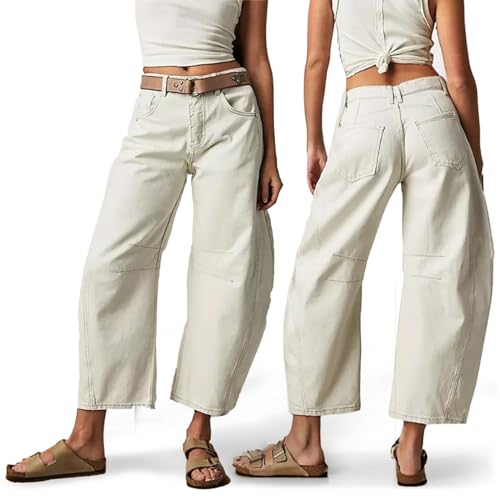 Barrel Jeans Women Barrel Leg Pants, Mid Rise, Wide Leg Boyfriend Jeans for Women Retro Denim Baggy Vintage High Waist