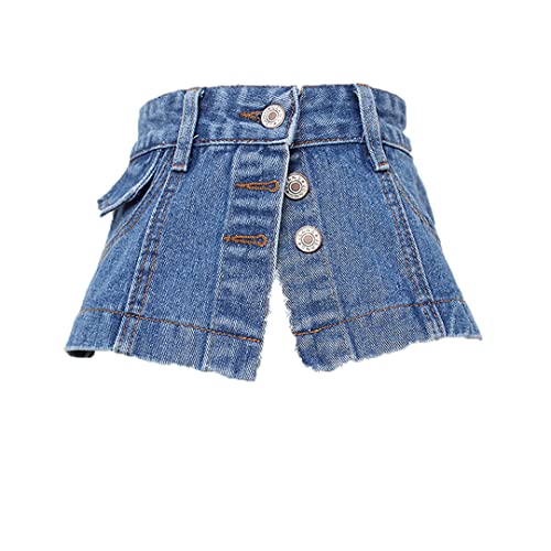 Women's Denim Wide Waist Belts Ladies Vintage Corset Cinch Waistband With Buttons For Dresses Blue L #TOP15