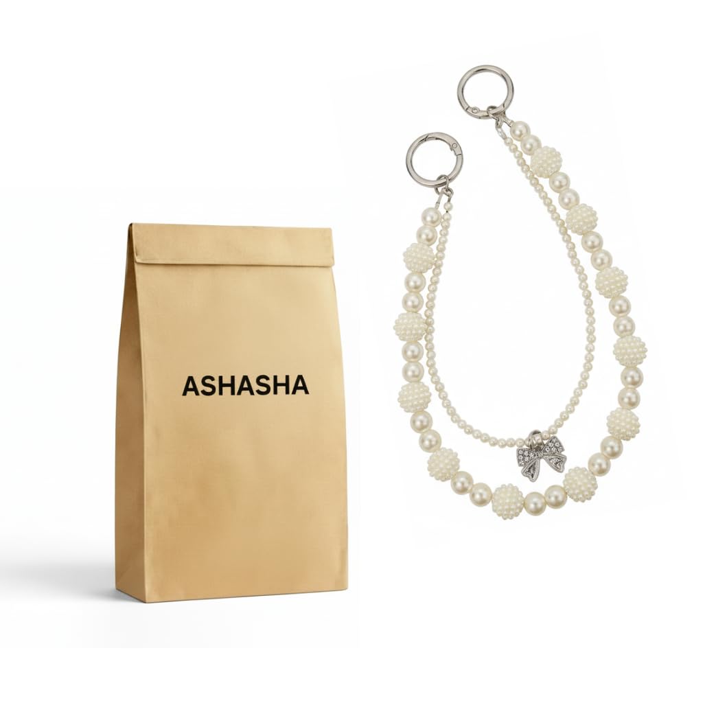 2 Pack Elegant Pearl & Silver Bow Beaded Phone Charm Strap with Metal Hook | Aesthetic Wrist Phone Lanyard Keychain, Mobile Accessory for Women, Girls-image-36