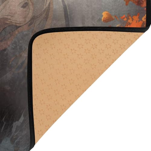 Tapis de sol contemporain doux portrait de cheval blanc 203 x 147 cm