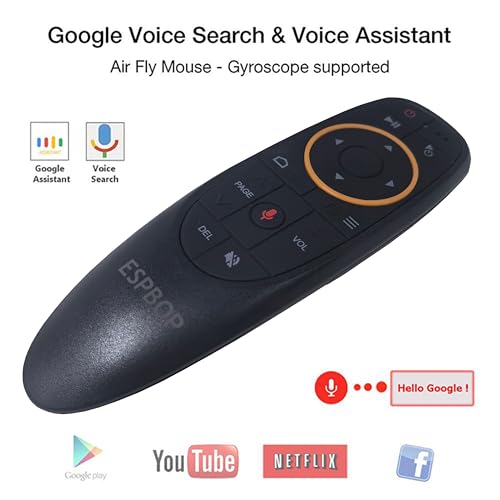 Image of ESPBOP Universal 2.4G Wireless TV Remote Control with Voice Remote, Air Mouse, Motion Sensing Game for Android TV Box, Smart TV, PC, Projector, G10S, Black