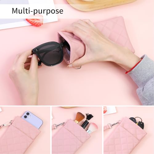 Image of Double Eyeglass Case Soft Dual Glasses Case for Women Men Travel Squeeze Top Sunglasses Cases Eyeglasses Pouch