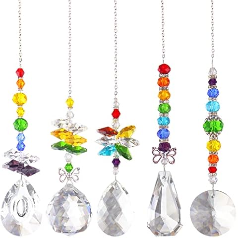 Rainbow Crystal Suncatcher Window Hanging, Rainbow Decor for Window Home Garden Car, Pack of 5 Cover