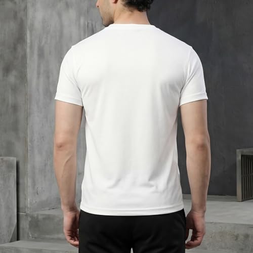 Image of playR Men's Polyester Adult Training Tee - Round Neck Half Sleeve Regular Fit DRIVENT, Lightweight Breathable Activewear for Gym Running Workout Yoga All Season