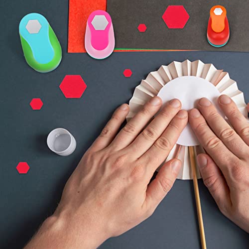 Tech-P 3 Pcs 2" 1" 5/8" Hexagon Hand Press Album Cards Paper Craft Punch Set,Card Scrapbooking Engraving Kid Cut Diy Paper Craft Punch Tool Eva Punches For Making Crafts Scrapbooking Garland Hanging Birthday Party Wedding Decoration #TOP3
