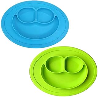 Set of 2 Silicone Baby Snack Mats, Non-Slip Portable Feeding Placemat, Self-Feeding Training, Feeding Plates for Weaning Babies, Suction Table Tray