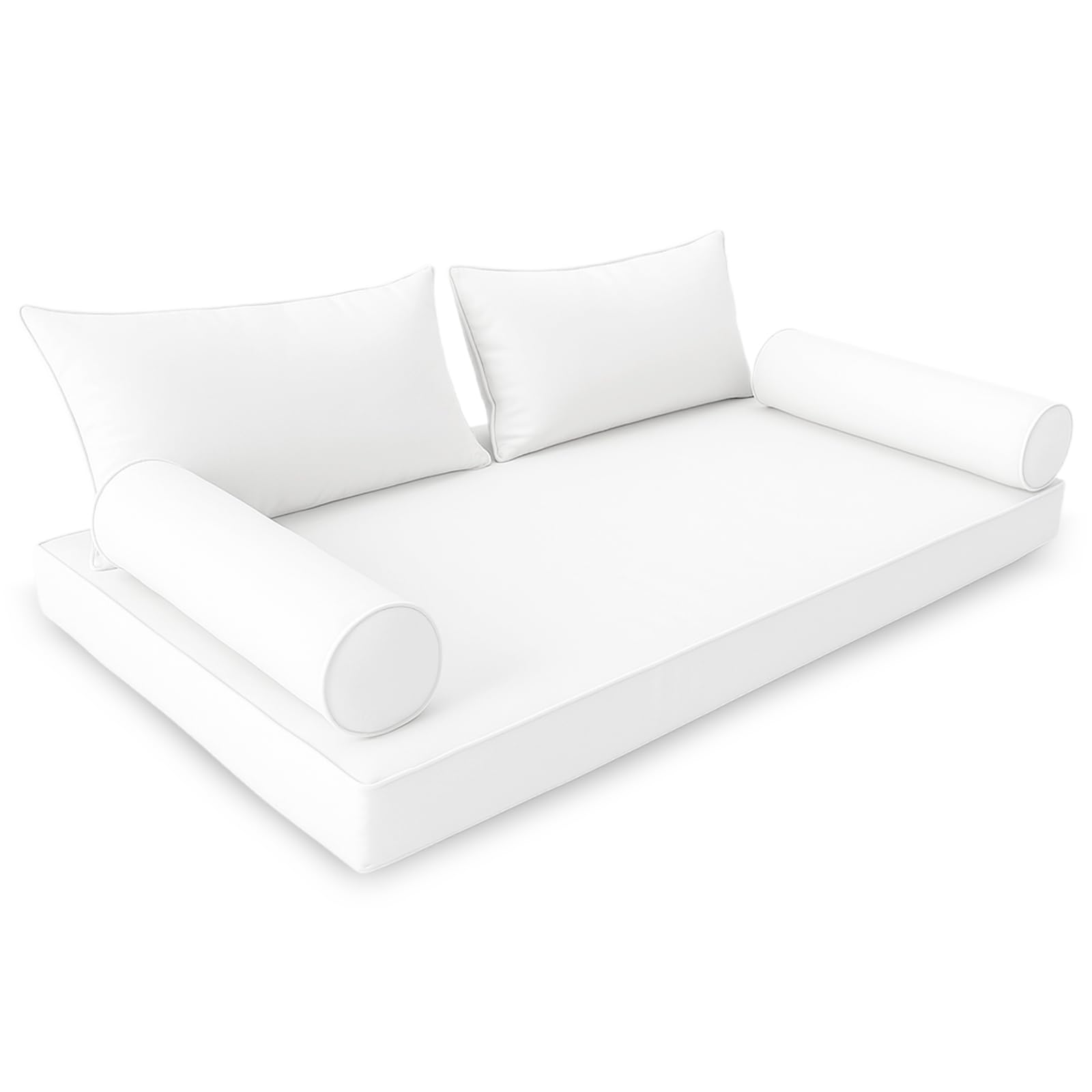 Outdoor Daybed Cushion Cover Twin,Daybed Mattress Bolster Pillow Fitted Sheet Cover,Twin Size Outdoor Daybed Cushion Covers (White, 75 * 39 * 6in)
