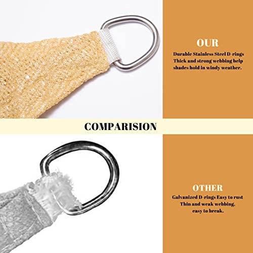 Cool Area Triangle Sun Shade Sail Durable 20' ×20'×20' Outdoor Canopy For Patio Pergola Cover Garden Backyard,Uv Block Sunshade Cover Easy To Install,Sand(We Make Custom Size) #TOP4