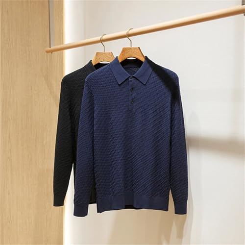 Mens 100 Percent Cashmere Wool Blend Business Casual Solid Color Lapel Knit Sweater4