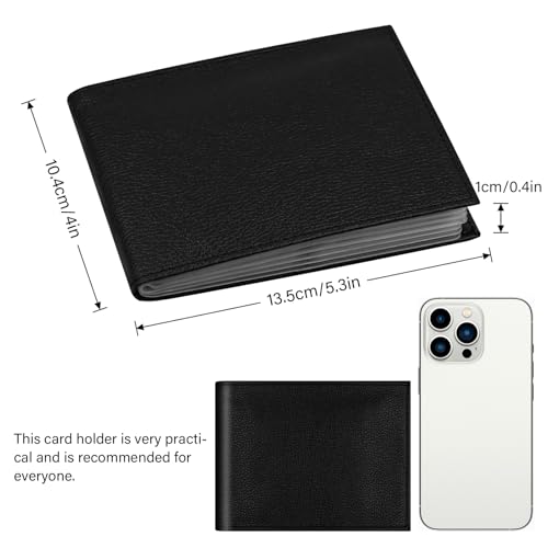 RFID Card Holder Wallet for Women Men,Minimalist Bifold Leather Wallet with 24 Card Slots and Large Cash Pocket, Multifunctional Card Holder with Top Open, Thin & Stylish Photo Album-Black(LZW)2