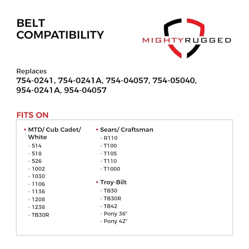 Image of 954-05040, 954-0241A Deck /Upper Drive Belt Replacement for Cub Cadet, Length 35.5 inch, Heavy-Duty, Durable, Aramid Cord Belt Replaces 754-05040 for Troy Bilt Craftsman R110, T1000, TB30, LT4200, TB30R