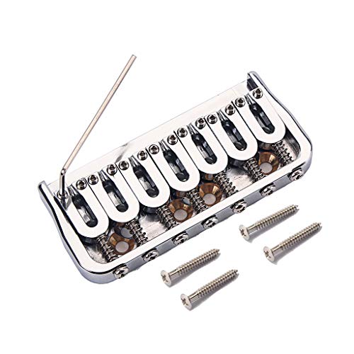 Swhmc 7 String Electric Guitar Brass Bridge Saddle Strain Plate Bridge, Chrome for Music Instrument Replacement Guitar Ukulele - Thumbnail 4