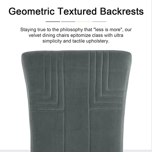 Azhome Dining Chairs, Gray Modern Velvet Upholstered Dining Chairs With Geometric Texture Design Back And Mirror Gold Sled Base, Contemporary Dining Chairs For Dining Room, Kitchen(Set Of 10, Gray) #TOP3