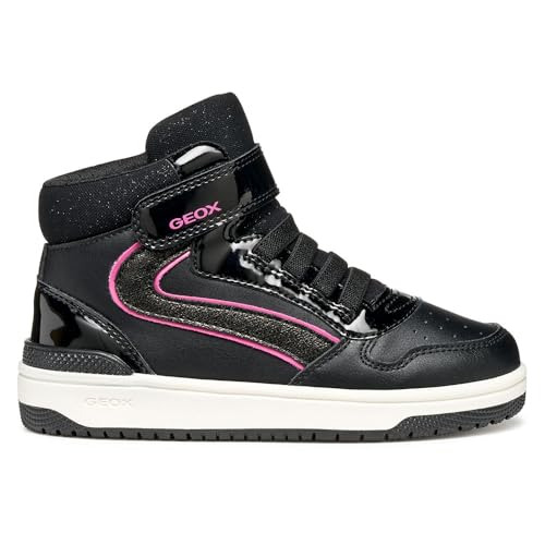 Baskets Geox J Washiba Girl noir et fuchsia en taille 25 EU pour fille