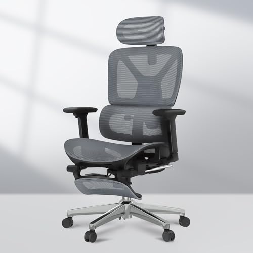 FLEXISPOT ErgoX Ergonomic Office Chair With 3D Armrests & Headrest Mesh Desk Chair with 5D Lumbar Support & Seat Depth Adjustment Task Chair with Footrest Adaptive Comfort for Home & Work