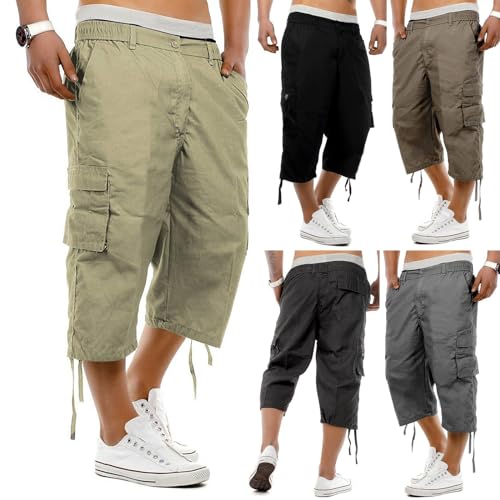 Long Hiking Shorts Men Mens Cargo Shorts Casual 3/4 Length Baggy Combat Trousers Loose Fit Three Quarter Pants Outdoor Work Short Lightweight Climbing Short Summer Trekking Trunks With Pocket Long Hiking Shorts Men Mens Cargo Shorts Casual 3/4 Length Baggy Combat Trousers Loose Fit Three Quarter Pants Outdoor Work Short Lightweight Climbing Short Summer Trekking Trunks With Pocket
