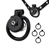Inverted Chastity Cage Sexspielzeug Peniskäfig mit Urinalhalterung und 4 Verschiedenen Ringen Keuschheitskäfig mit Unsichtbarem Schloss und Gürtel zum Zurückhalten des Penis eines Mannes (B,Black)