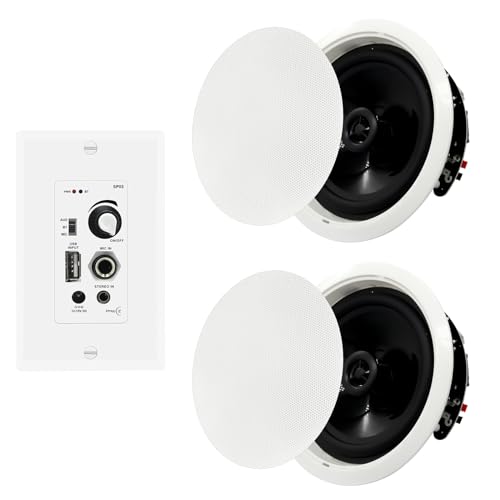 PNWCZ 6.5 Inch Bluetooth Ceiling Speakers 300W 2-Way Flush Mount Plus Wall Mount with in Wall...
