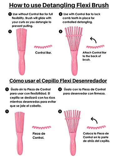Rizos Curls Pink Detangling Flexi Brush For Curly Hair, Flexible Comb Glides With Curls To Easily Detangle, No Pull Or Pain #TOP5