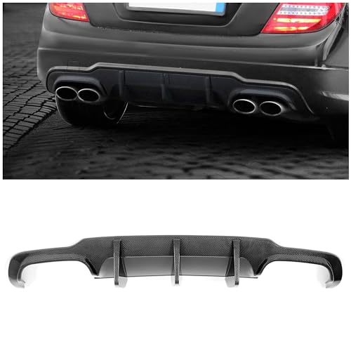 HECASA Rear Diffuser Compatible with 2012-2014 Mercedes Benz W204 C250 C300 C63 AMG Sedan/Coupe Lower Lip Bumper Protector Carbon Fiber Color